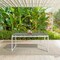 Armen Living Royal White Aluminum and Teak Outdoor Dining Table with Stone Top 840254332812 - alternate 5